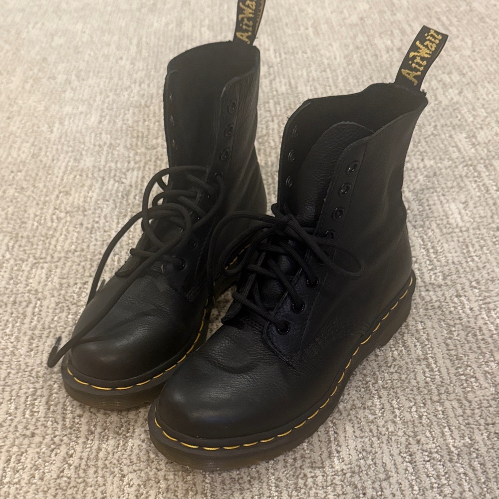 Dr. Martens Black Boots with Yellow Stitching